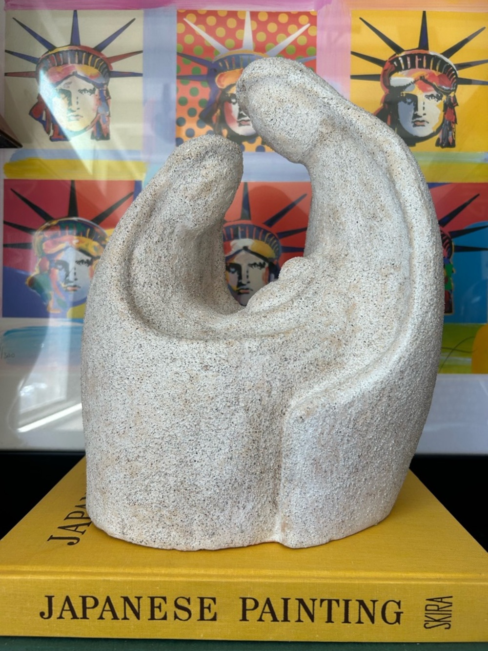 Large Abstract Family‎ Sculpture Sand Textured Resin Nativity Holy Family 12in